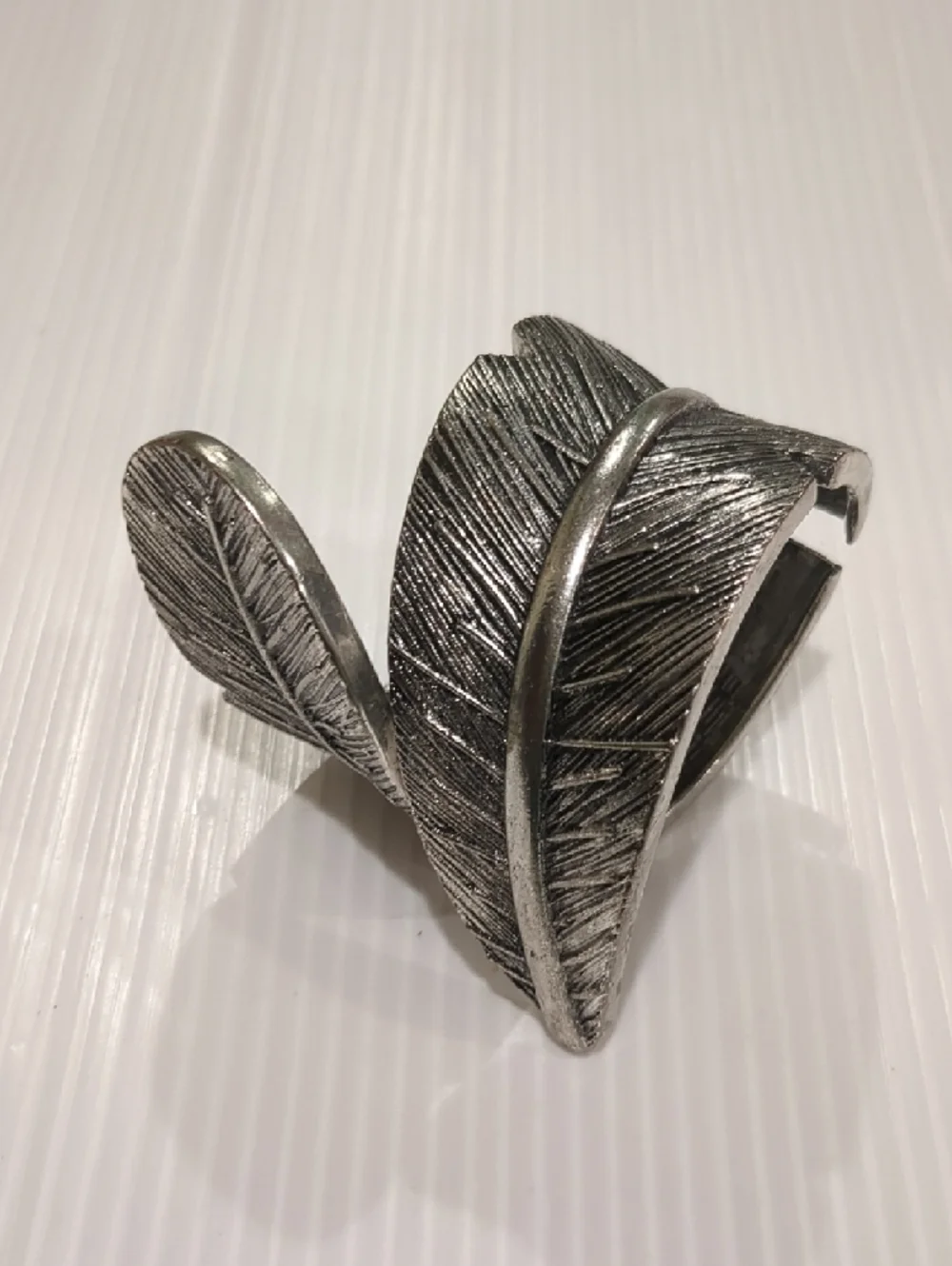 Native American Style Feather Wrap Cuff Bracelet - Silver Tone